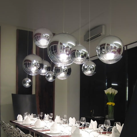 Moderne zilveren glazen bol hangende plafondlamp kroonluchter woonkamer slaapkamer eetkamer keuken thuis licht hangende armatuur