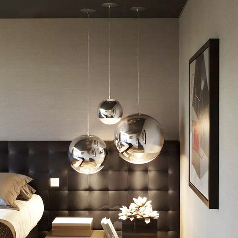 Moderne zilveren glazen bol hangende plafondlamp kroonluchter woonkamer slaapkamer eetkamer keuken thuis licht hangende armatuur