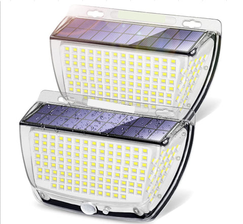2pcs wandlamp op zonne-energie buiten 160 LED bewegingssensor LED wandlamp koel wit 6000K voor binnenplaats tuin gang terras dicht bij muur pad patio villa