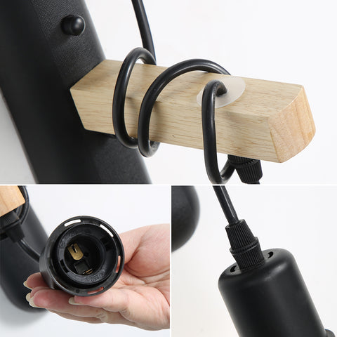 E27 houten wandlampen, retro LED-wandlamp, wandbedlamp voor slaapkamer, woonkamer, trap, max. 40W
