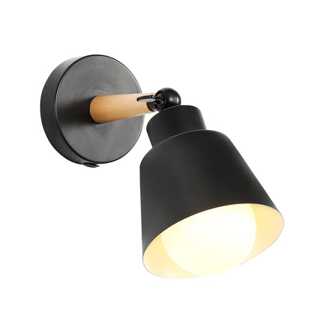 Retro binnenwandlampen, vintage industriële E27 wandlamp, metalen houten wandspots voor slaapkamer, balkon, gang, keuken, trap (zwart)