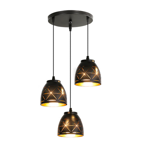 3 retro hanglampen, industriële hol gesneden kroonluchter, E27 vintage metalen plafondlamp, verlichting voor woonkamer keuken gang restaurant loft café bar