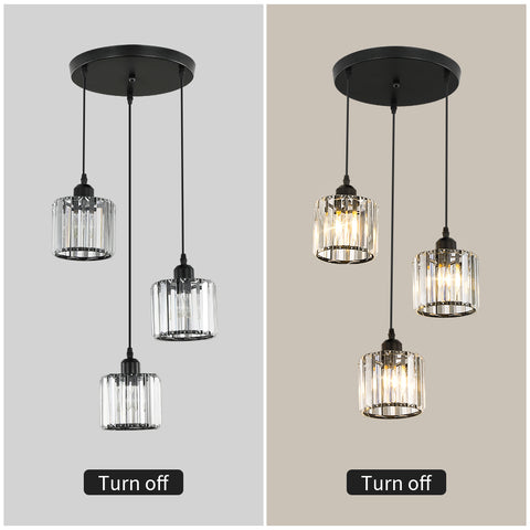 Scandinavische moderne minimalistische kroonluchter E27 semi-inbouw LED-kristal eetkamer plafondlamp (rond, 3 lampen)