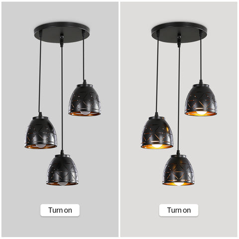 3 retro hanglampen, industriële hol gesneden kroonluchter, E27 vintage metalen plafondlamp, verlichting voor woonkamer keuken gang restaurant loft café bar
